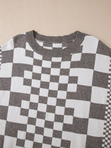 Checkered Drop Shoulder Sweater