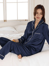 Solid Color Long Sleeve Pajama Set
