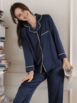 Solid Color Long Sleeve Pajama Set