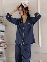 Solid Color Long Sleeve Pajama Set