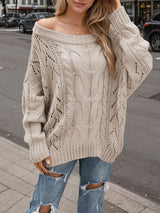 Off Shoulder Hollow Knit Sweater