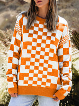 Checkered Drop Shoulder Sweater