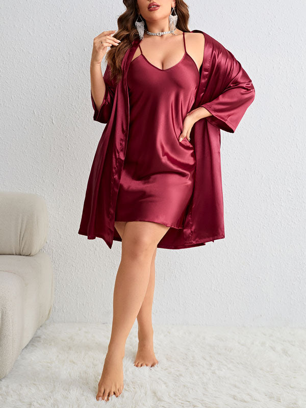 Plus Camisole Nightdress & Robe Set