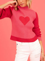 Long Sleeve Love Turtleneck Knit Sweater