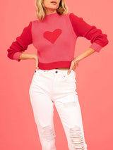 Long Sleeve Love Turtleneck Knit Sweater