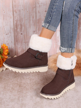 Buckle Plush Platform Snow Mid-Calf Boots