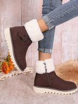 Buckle Plush Platform Snow Mid-Calf Boots