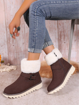 Buckle Plush Platform Snow Mid-Calf Boots