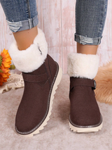 Buckle Plush Platform Snow Mid-Calf Boots