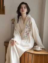 Embroidered Floral Robe