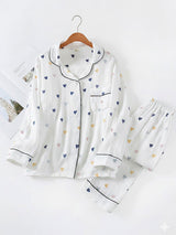 Colorful Heart Print Cotton Pajama Set