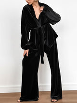 Velvet Long Sleeve Two Piece Set