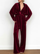 Velvet Long Sleeve Two Piece Set