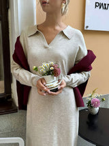 Knit Collar Midi Dress