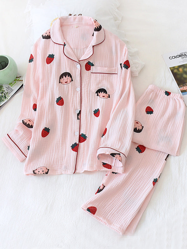 Cartoon Print Cotton Pajama Set