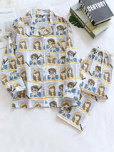 Cartoon Cotton Couple Pajama Set - Kafiloe