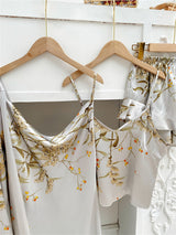 4pcs Floral Print Satin Pajama Set