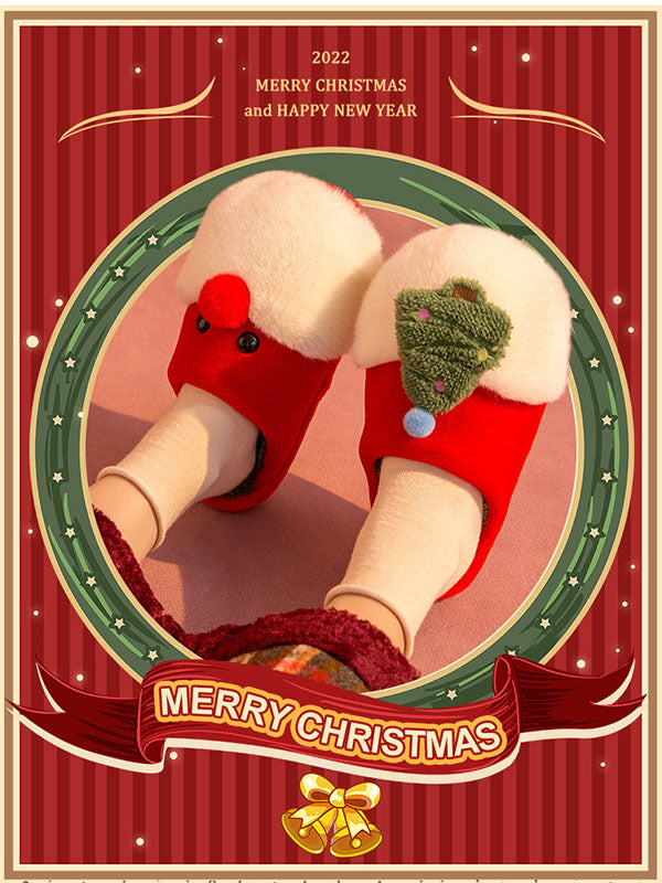 Christmas Plush Home Warm Cotton Couple Slippers