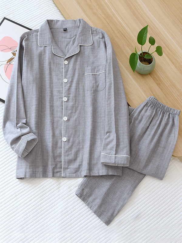 Solid Cotton Couple Pajama Set - Kafiloe