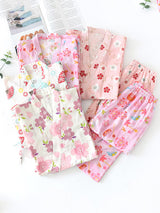 Sakura Print Cotton Pajama Set - Kafiloe