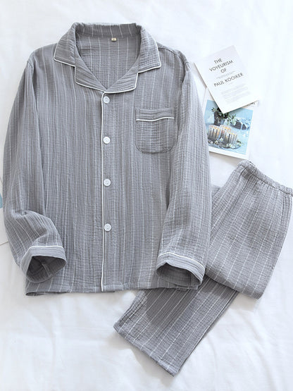 Stripe Print Couple Pajama Set