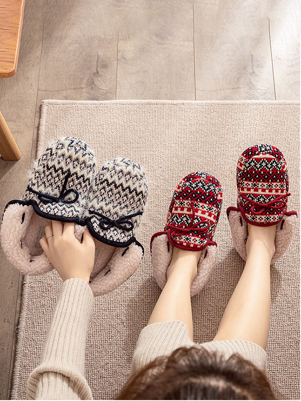 Christmas Indoor Knitting Yarn Slippers