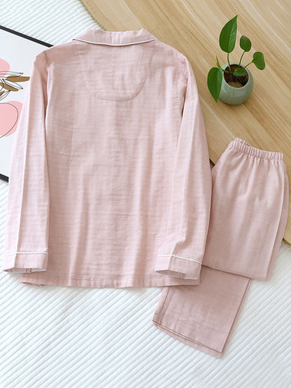 Solid Cotton Couple Pajama Set