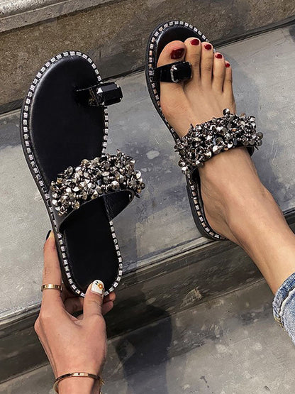 Crystal Glitter Clipped Toe Slippers