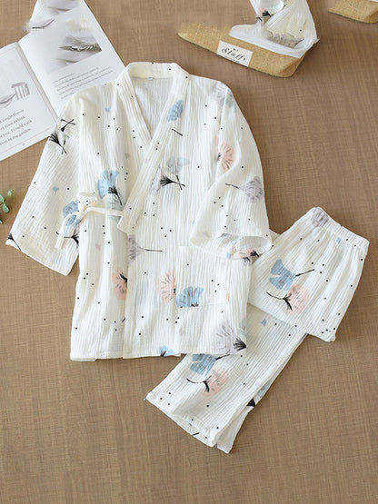 Crepe Dandelion Print Pajama Set