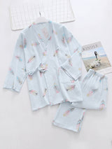 Feather Print Cotton Pajama Set - Kafiloe