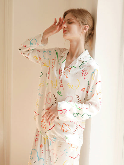 Graffiti Print Cotton Pajama Set - Kafiloe