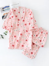 Sakura Print Cotton Pajama Set - Kafiloe