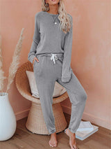 Pullover Solid Sweatsuit Lounge Set - Kafiloe