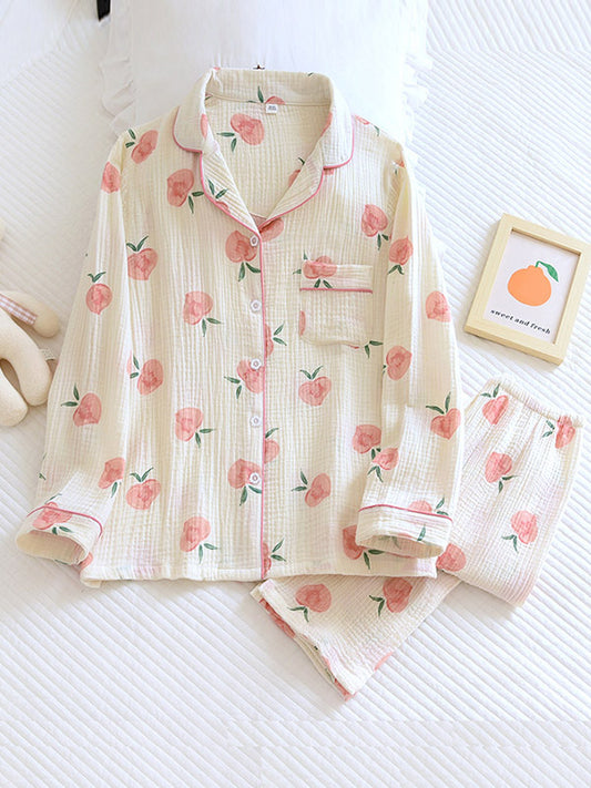 Pyjama en coton rose pêches