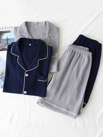 Simple Cotton Couple Pajama Set