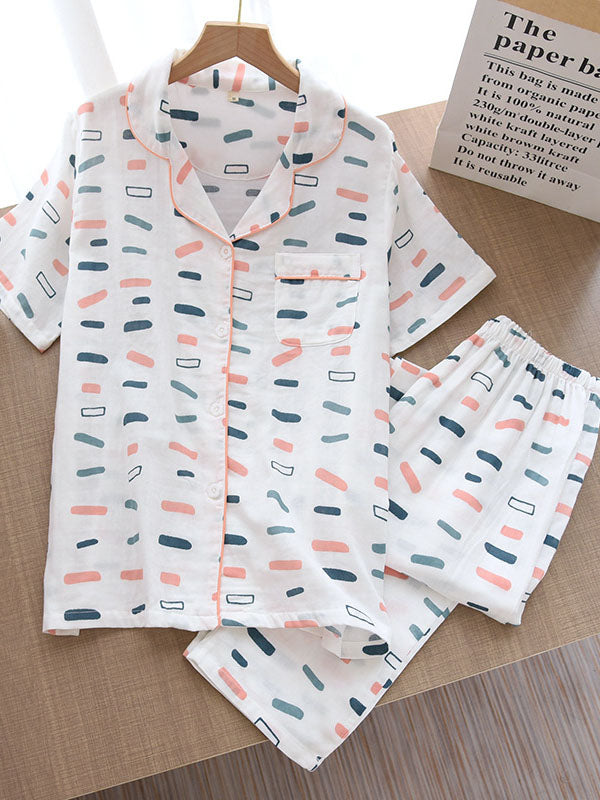 Crepe Short Sleeve Print Pajama Set