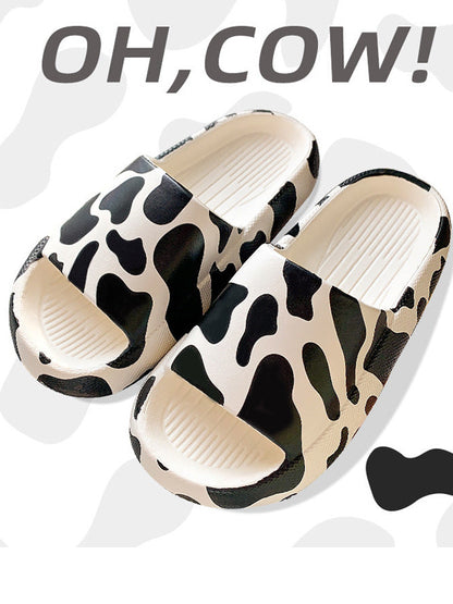 Cow Print Lounge Slippers - Kafiloe