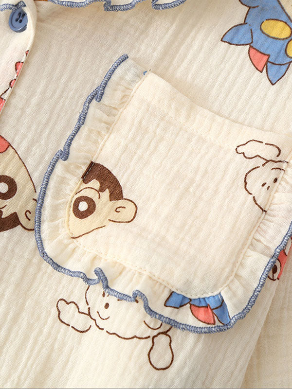 2Pcs Long Sleeve Cartoon Print Pajama Set