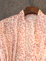 2pcs Leopard Print Silk Satin Pajamas