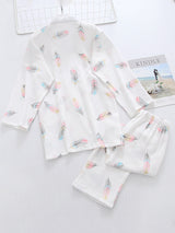 Feather Print Cotton Pajama Set - Kafiloe