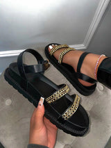 Chain Decor Flat Sandals