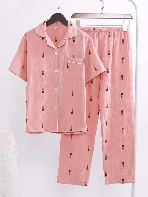 Carrot Print Couple Pajama Set - Kafiloe