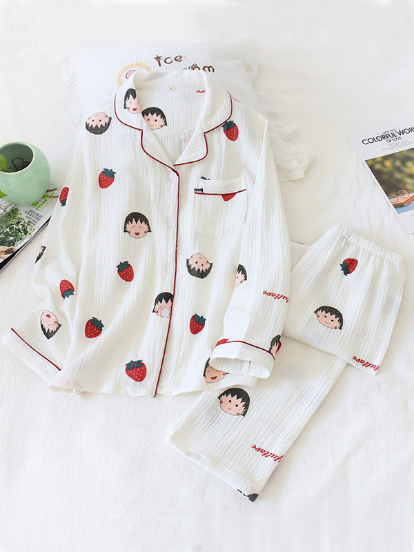 Cartoon Print Cotton Pajama Set