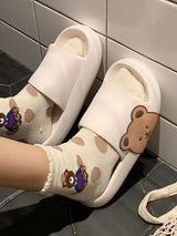 Cute Side Bear Lounge Slippers - Kafiloe