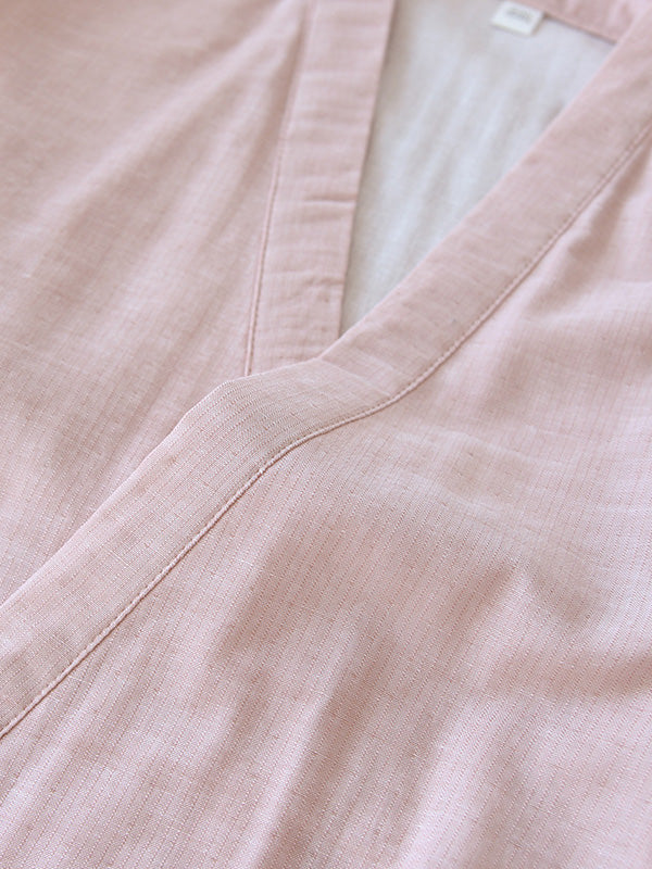 Solid Couple Cotton Robe Pajamas Set - Kafiloe
