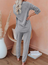 Pullover Solid Sweatsuit Lounge Set - Kafiloe