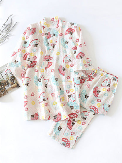 Sakura Print Cotton Pajama Set