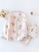Peaches Print Cotton Pajama Set - Kafiloe