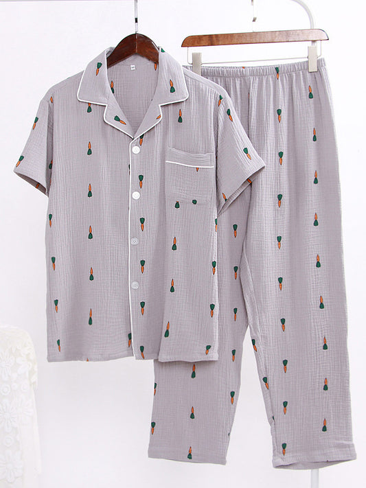 Pyjama Couple Imprimé Carottes