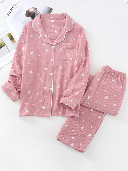 Star Print Cotton Pajama Set